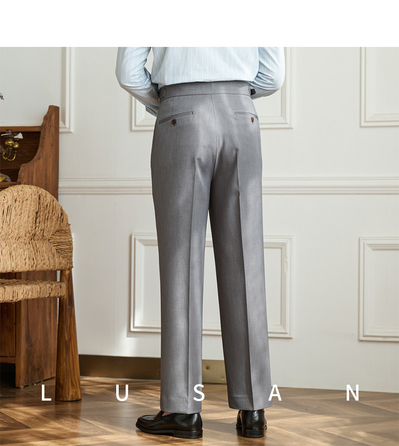 Business-Pendler All-Match-Freizeit hose mit weitem Bein, atmungsaktive, nicht bügelnde, britische, lockere Western hose mit hoher Taille für Männer – Detail 29