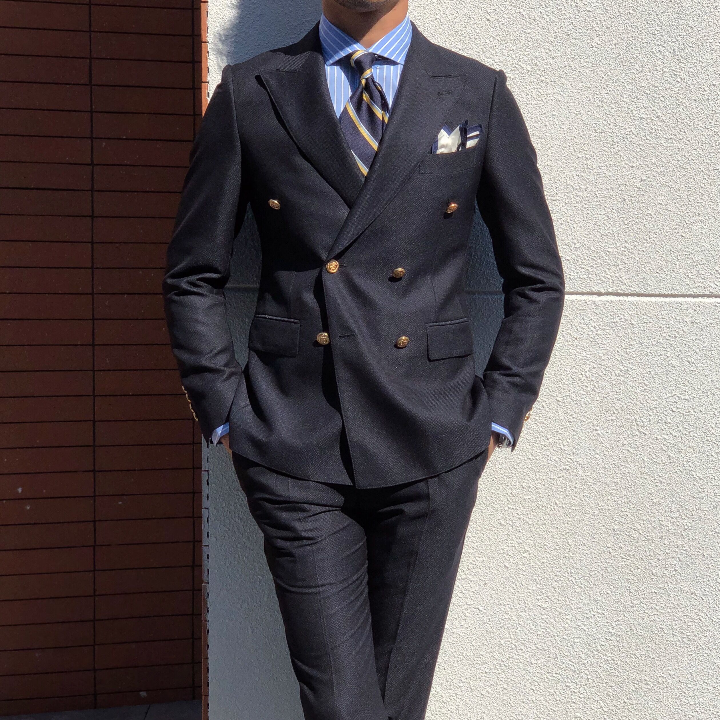 Mr Lu San Korean casual double-breasted suit British banquet split collar Solid color suit two-piece suit hipster