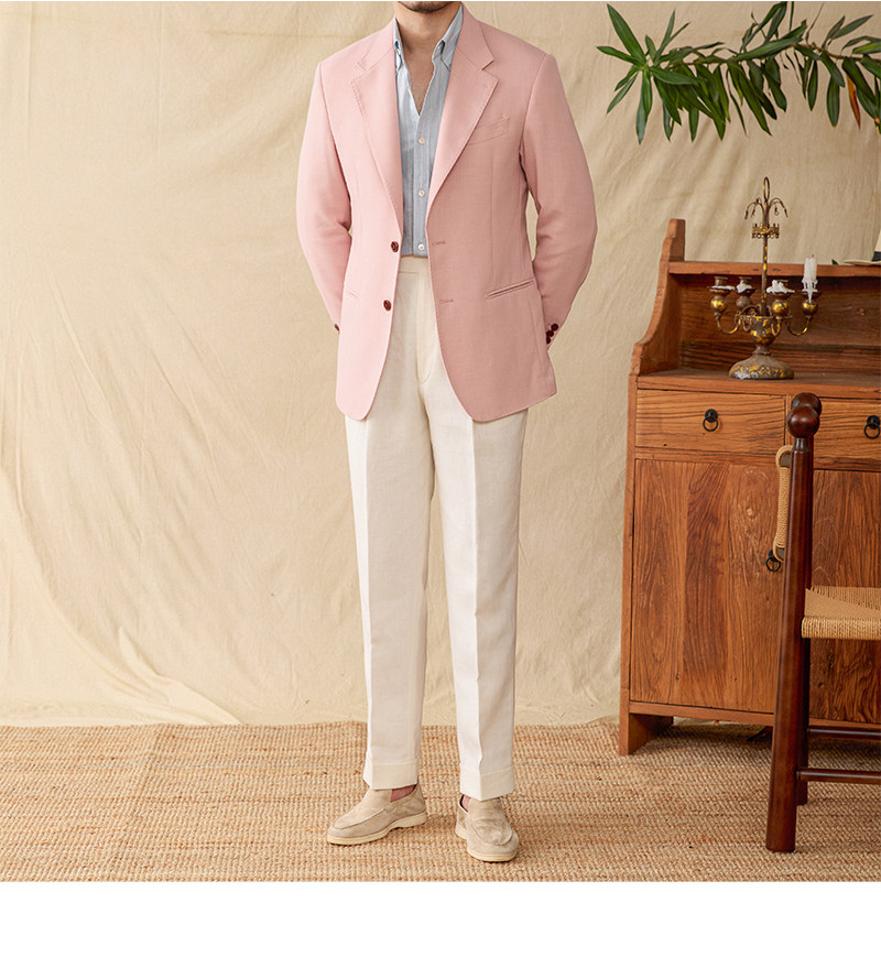 Hirsch Sanxian Business-Stil Entspannung nicht bügeln Leinen Tencel gemischt Fischgräten muster Anzug Jacke Herren Freizeit anzug trendy – Detail 24