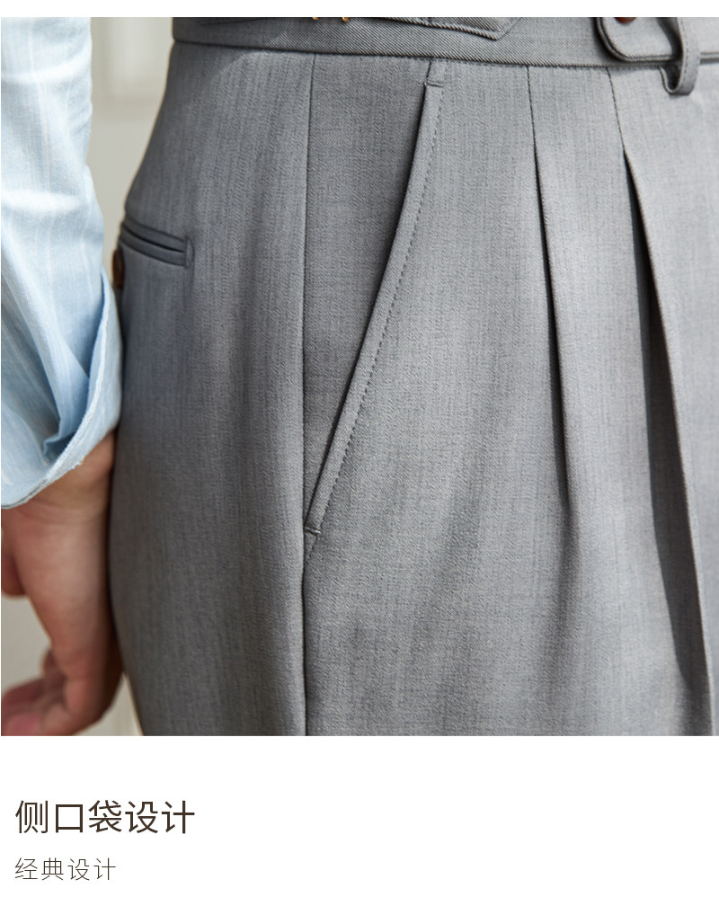 Business-Pendler All-Match-Freizeit hose mit weitem Bein, atmungsaktive, nicht bügelnde, britische, lockere Western hose mit hoher Taille für Männer – Detail 16