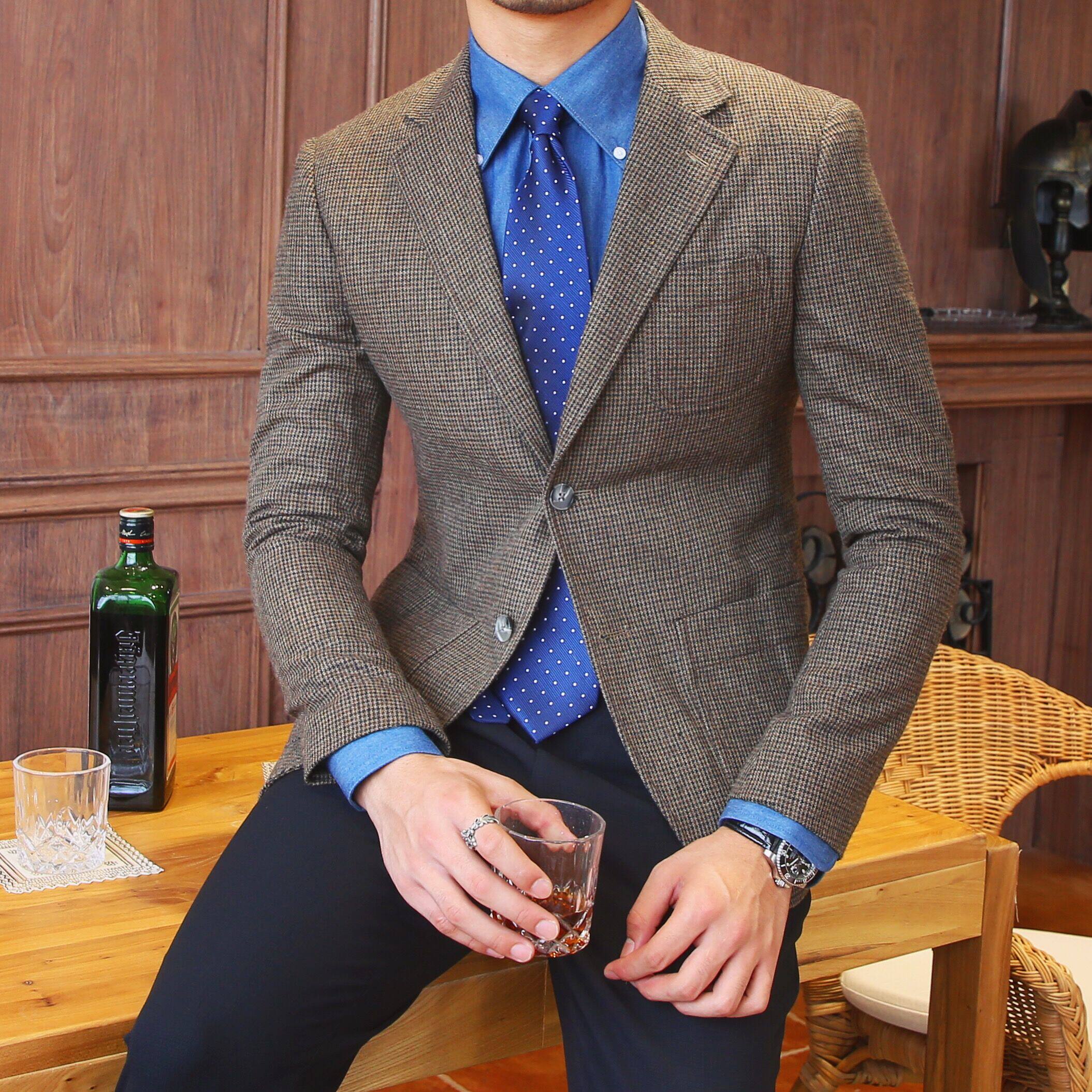 Mr. Deer Trio Fix Men's Small Suits Jacket Multiple Pockets Wool Casual West Clothing Business Han Edition Fashion Tide Man