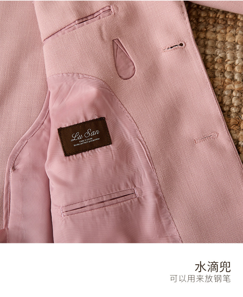 Hirsch Sanxian Business-Stil Entspannung nicht bügeln Leinen Tencel gemischt Fischgräten muster Anzug Jacke Herren Freizeit anzug trendy – Detail 17