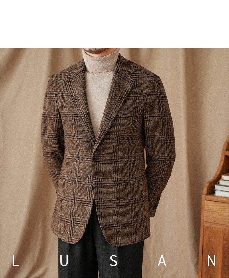 Mr. Lu San 50 % Wolle Prince Ge Coffee Retro-Anzug Herbst/Winter Italienischer Gentry Warm High-Setting-Anzug Herren – Detail 22