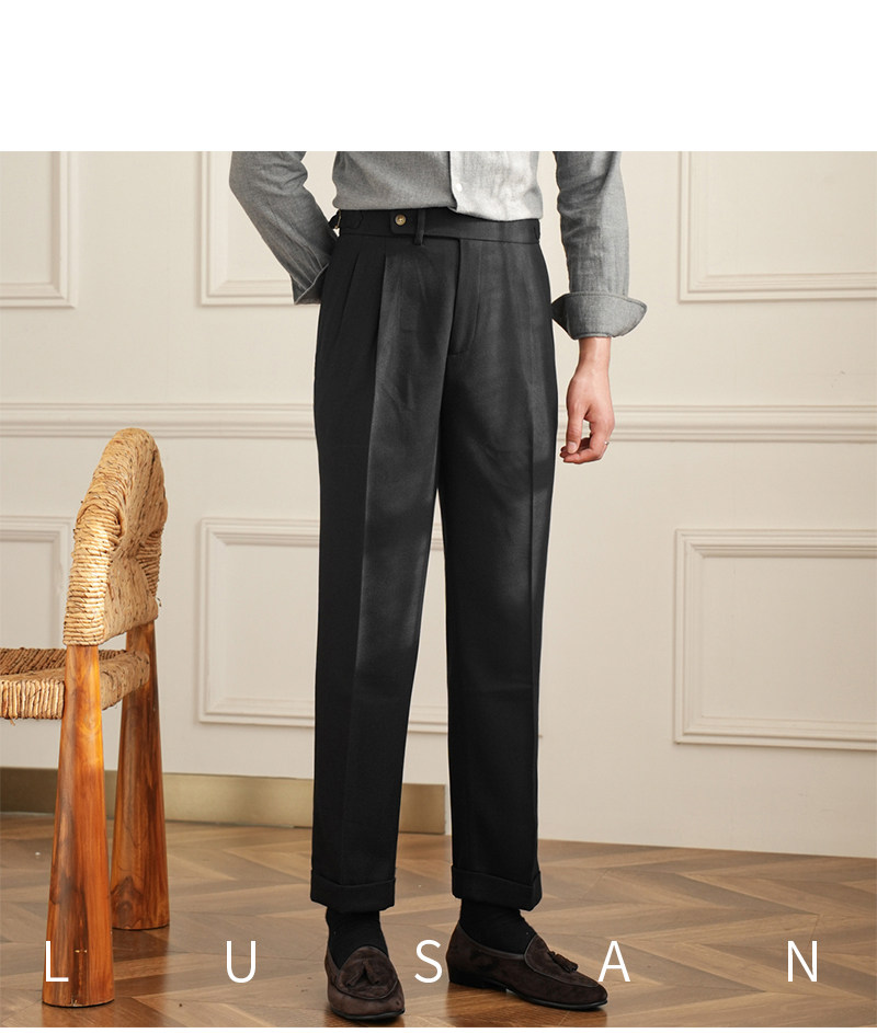 Männer Pendler All-match Neapel Hohe Taille Micro Gerade Casual Hosen Retro Herbst Business Hosen – Detail 25