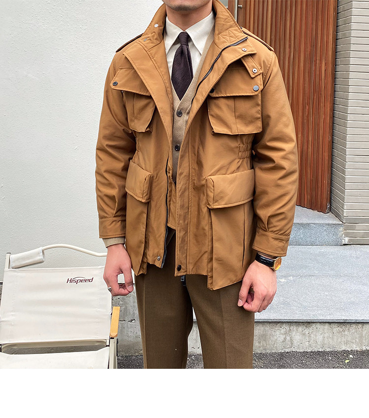 Men's Vintage Pockets Hunting Coat Thicken Warm Safari Jacket