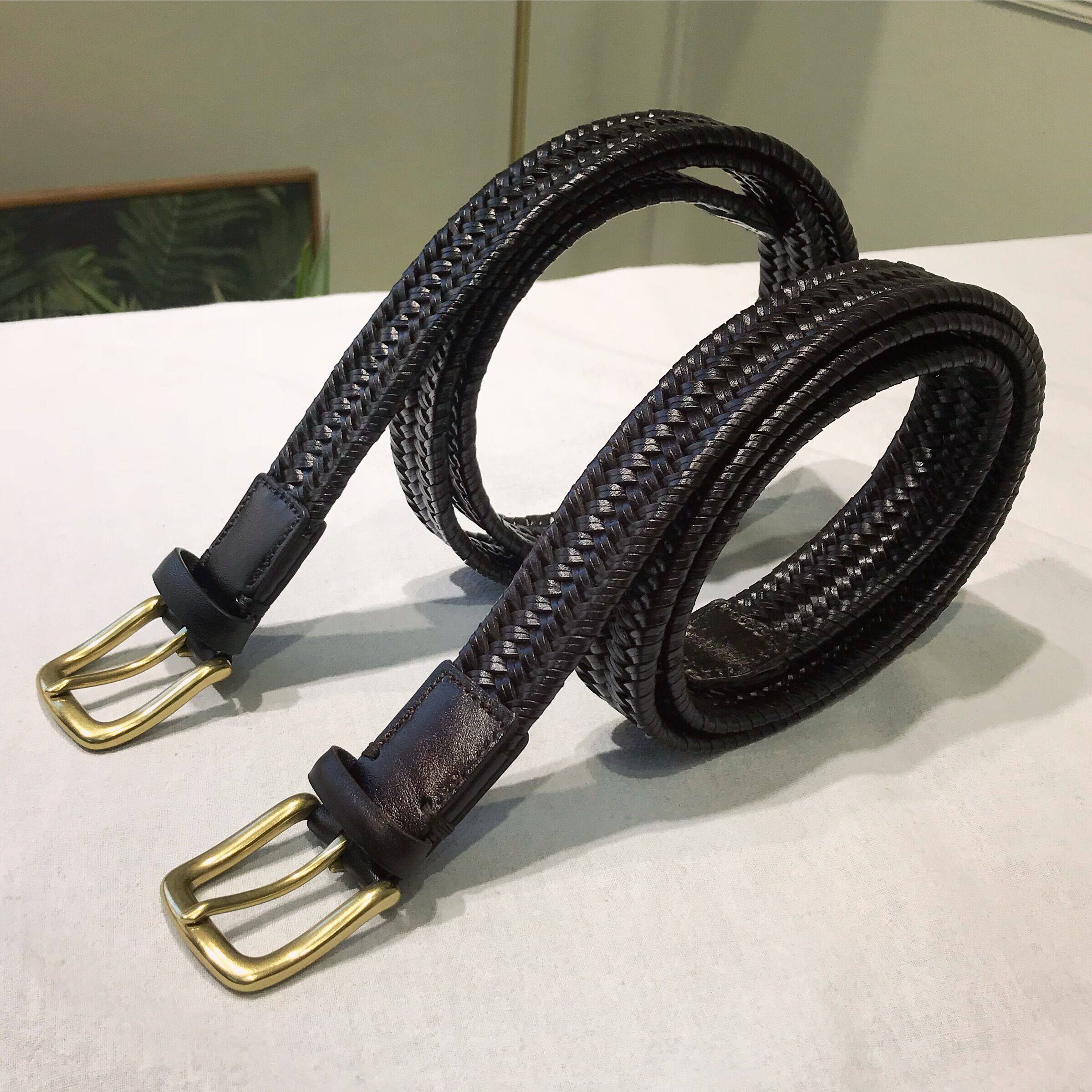 Mr. Lusan Korean men's belt cowhide woven belt needle buckle elastic elastic tide belt Youth Leisure