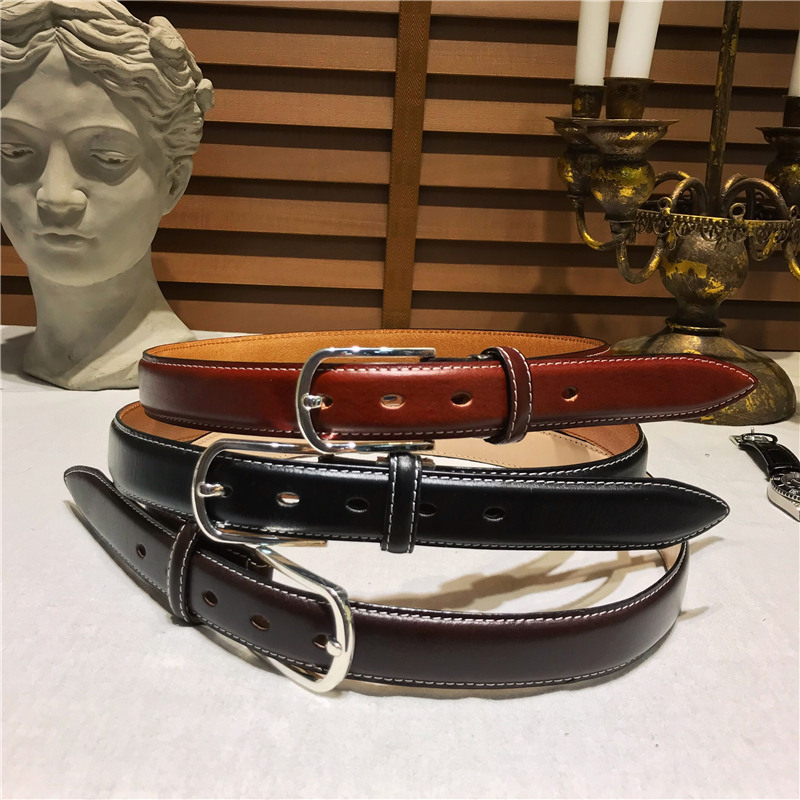 Deer Three Mr. Homemade Bull Leather Narrow version 3CM Belts Men and women Identical Belts 100 Lap Comeback Ancient Minima Leather Belt