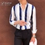 Ông Lu San Áo sơ mi nam sọc dài tay mỏng mỏng Hàn Quốc áo thun cotton giản dị Áo sơ mi nam - Áo áo sơ mi trắng nam