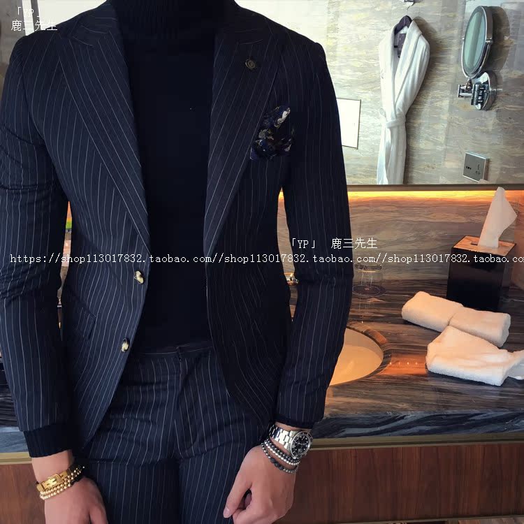 Mùa thu Quần nam Suit Quần nam Hàn Quốc Thời trang Slim miễn phí Iron Casual Thanh niên Quần sọc Anh quần tây âu