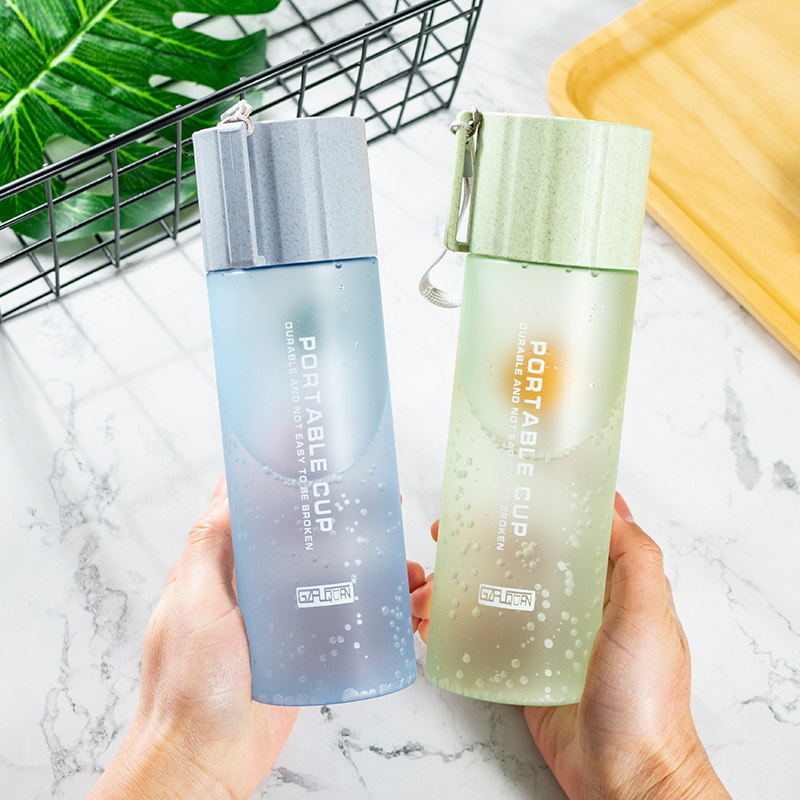 Beicheyu simple creative trend personality water cup girls plastic high temperature resistant leak-proof drop-proof cup with scale