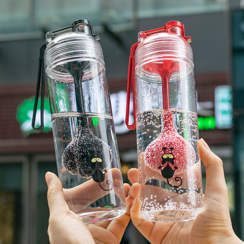 Becar Plume Creative Tide Personality Plastic Water Cup Accompanying Cup Female Guys Multifunction Spoon Small Freshener Cups