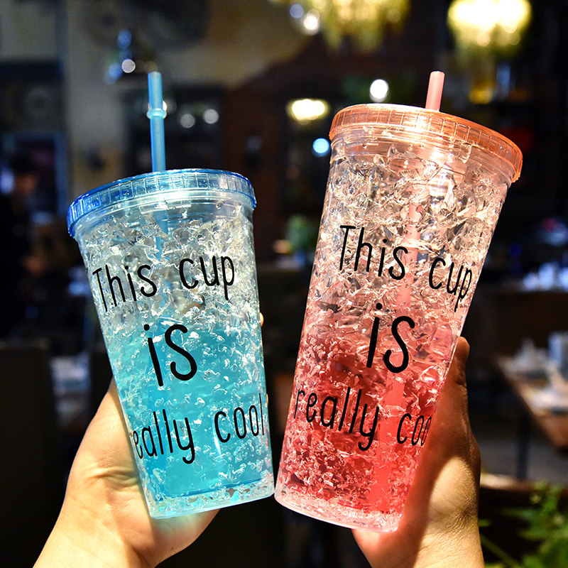 Bei Cheyu summer ice cool Cup Net red ins straw adult water cup female student Korean ice Cup double cup