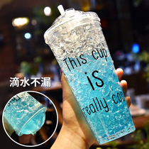 Net red cup creative personality trend broken ice Cup female students summer ice Cup cute fresh plastic straw water Cup