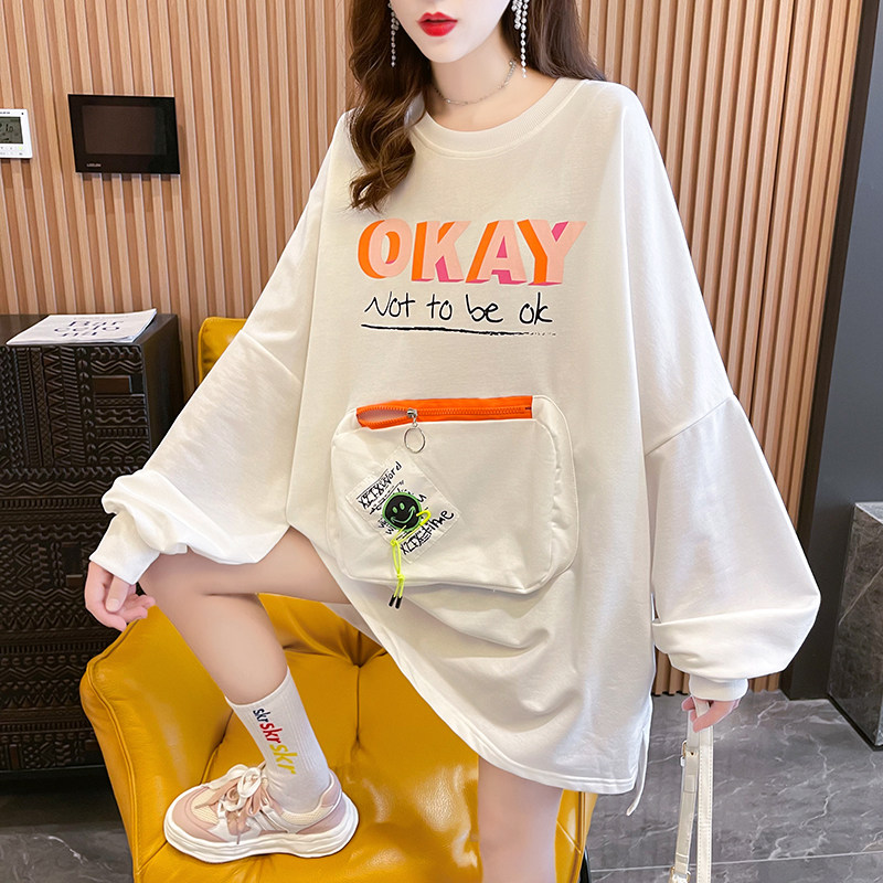 2021 Pregnant women dress new Han edition fashion loose collar pocket printing in large size women's clothes