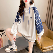 2021 Pregnant women dress new Han edition fashion loose cap print in a large - code female suit
