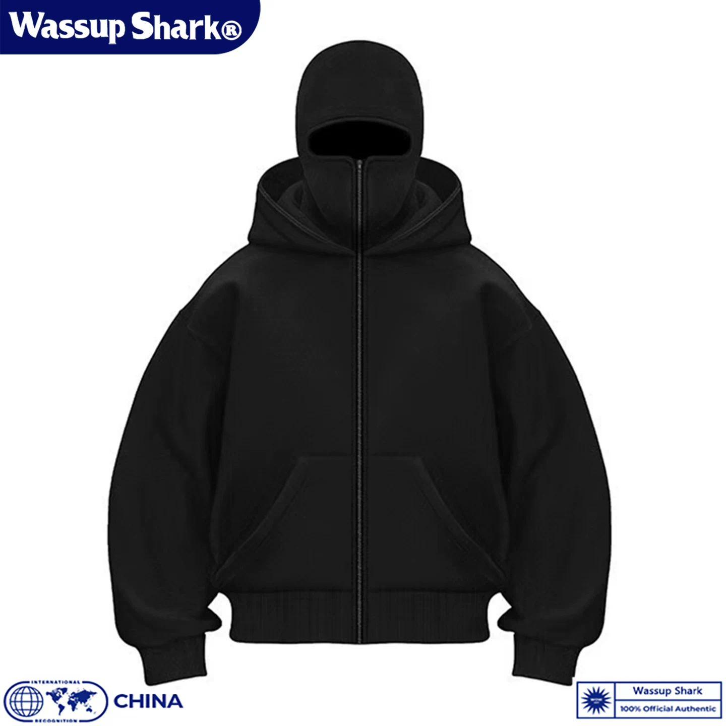 Wassup Shark американская двойная худи-бандитская толстовка для мужчин осень-зима, чистая посадка, куртка с капюшоном, ветрозащитная