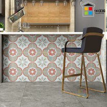 Nordic pink art tiles Retro parquet restaurant kitchen balcony non-slip small floor tiles Entrance living room background