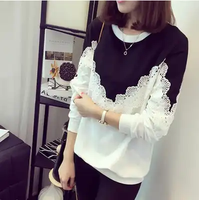 Pregnant women autumn coat large size sweater short women autumn and winter 2018 new Korean lace loose long sleeve coat