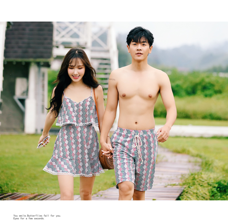 Bộ đồ bơi đôi 2019 mới phù hợp với bãi biển Hàn Quốc kỳ nghỉ bên bờ biển Đồ bơi nam và nữ đồ đi biển cho cặp đôi