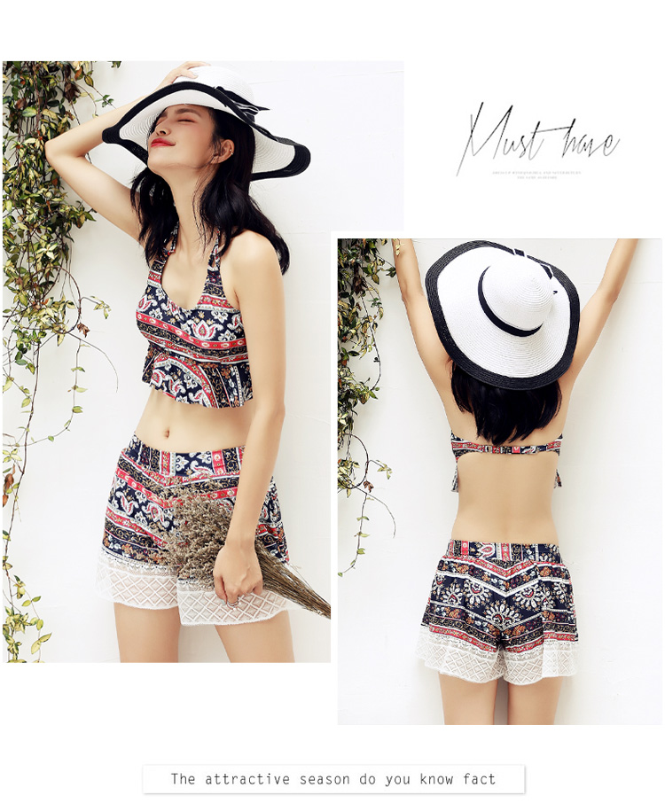 Cặp đôi đồ bơi bikini bikini bốn mảnh mỏng che bụng Boxer Váy Beach Resort Spa Cặp đôi đồ bơi đồ đôi mặc đi biển	