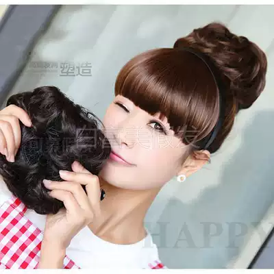 Gball head wig bag curly hair bag female fluffy natural realistic flower bud jia Hepburn bride pan head wig bun