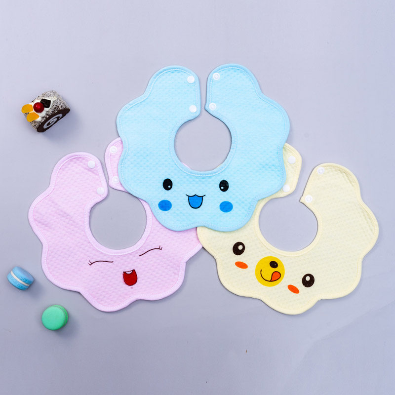 3 5 10 strips of clip cotton flowers waterproof spat bib 360 swivel pure cotton double layer baby anise neck baby