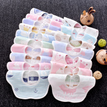 6-piece gauze cotton saliva towel baby bib baby bib newborn 360 degree rotation 6-layer double snap button