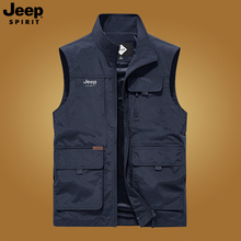 JEEP vest men's outdoor lightweight photography vest autumn leisure multi pocket fishing mesh work jacket jacket