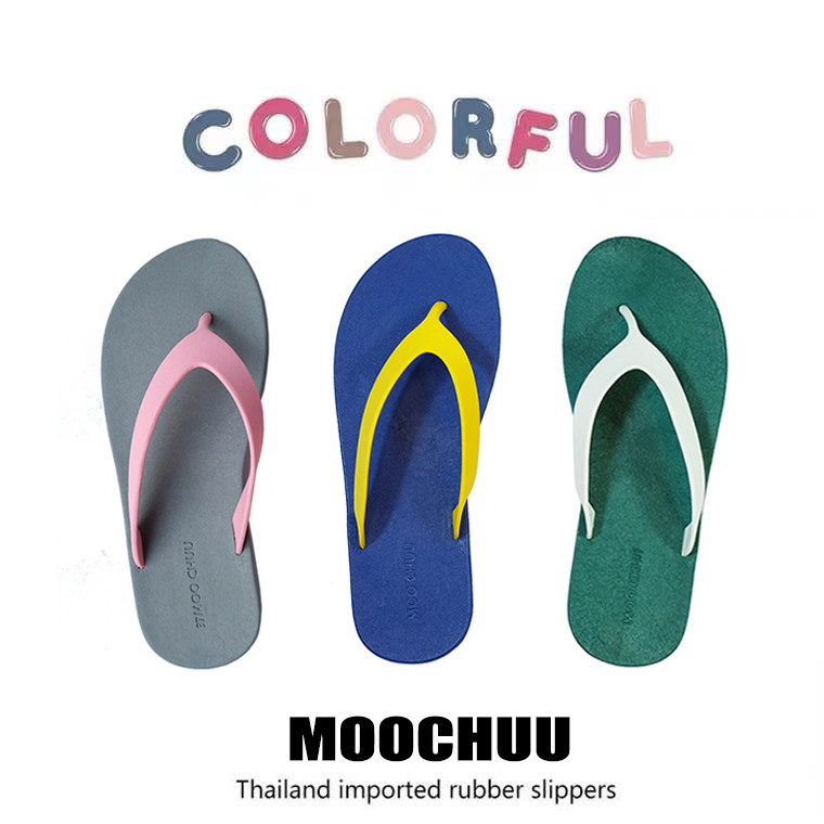 MOOCHUU imported men's human slip anti-odorless wearing rubber slippers female summer couple beach shoes