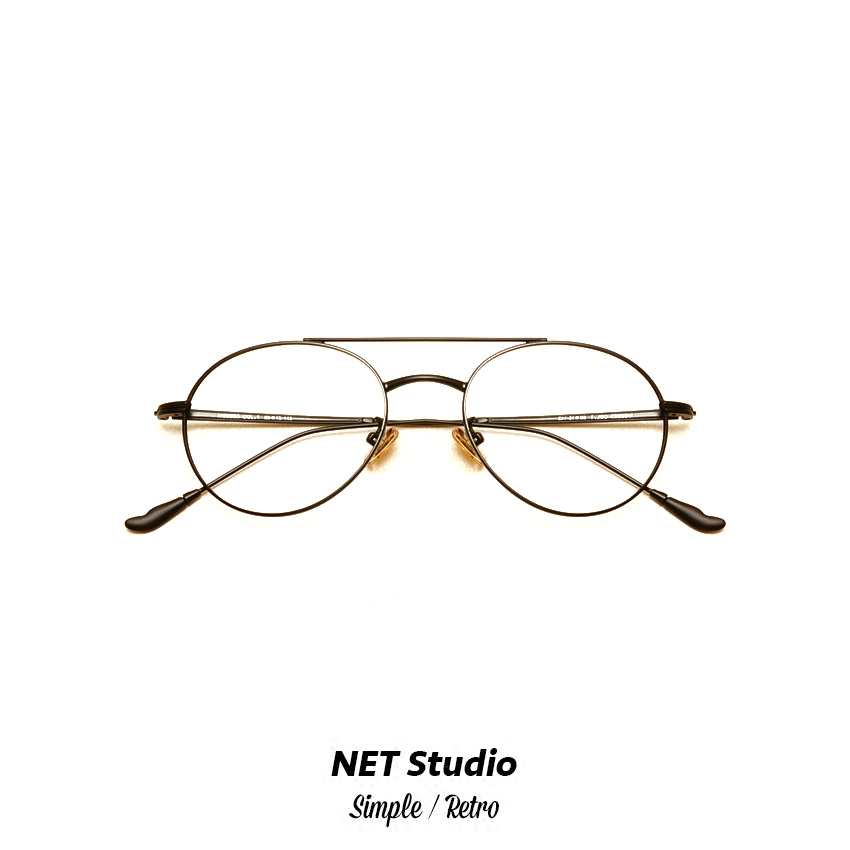 NET Studio / retro văn học trung tính men kim loại kính cận thị kính phẳng