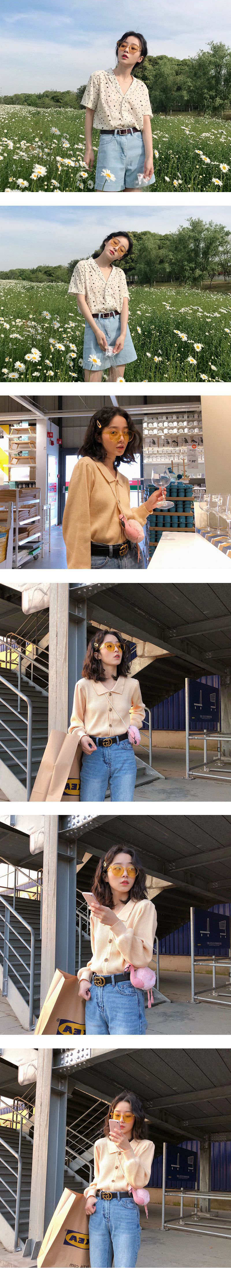 NET Studio thời trang Hàn Quốc trong suốt hộp màu kính râm nam nữ kính râm kính màu vàng kính râm gentle monster
