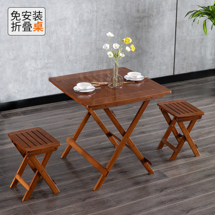 Folding Dining Table Home Small Family Dining Table Simple Balcony Small Square Table Playing Cards Mahjong Table Baking Fire Folding Table Stool