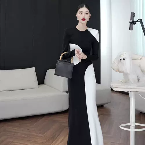 Летняя черная длинная юбка, французский стиль, изысканный стиль