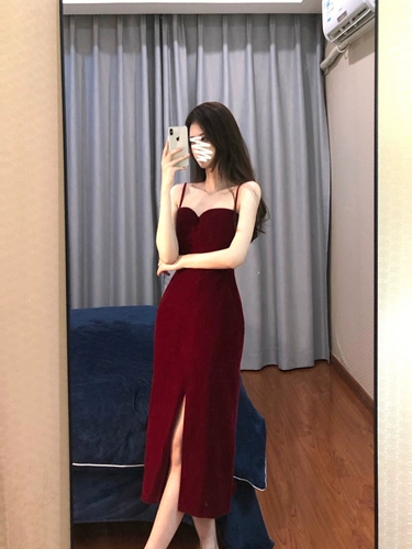 Вечернее платье, красное бархатное свадебное платье