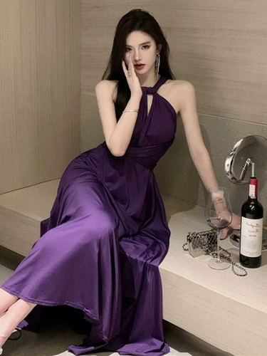 Элитное элегантное вечернее платье, сексуальная сиреневая длинная юбка