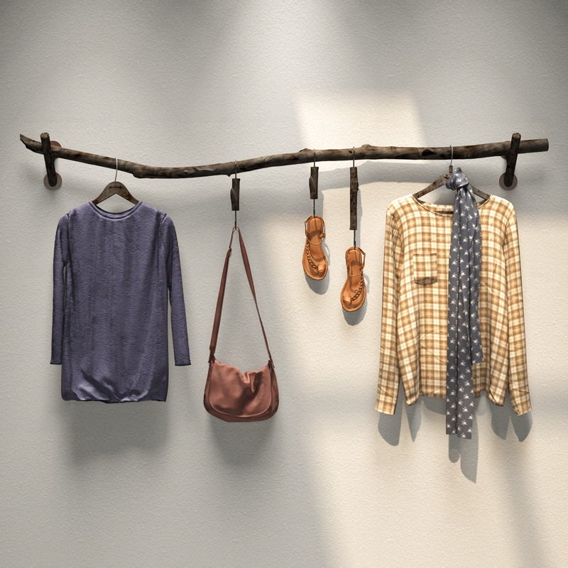 Personality Clothing Shop Shop Window Hanging Clothes Rack Solid Wood Branches Hanger Upper Wall Hanging Nordic Hanging Clothes Rack