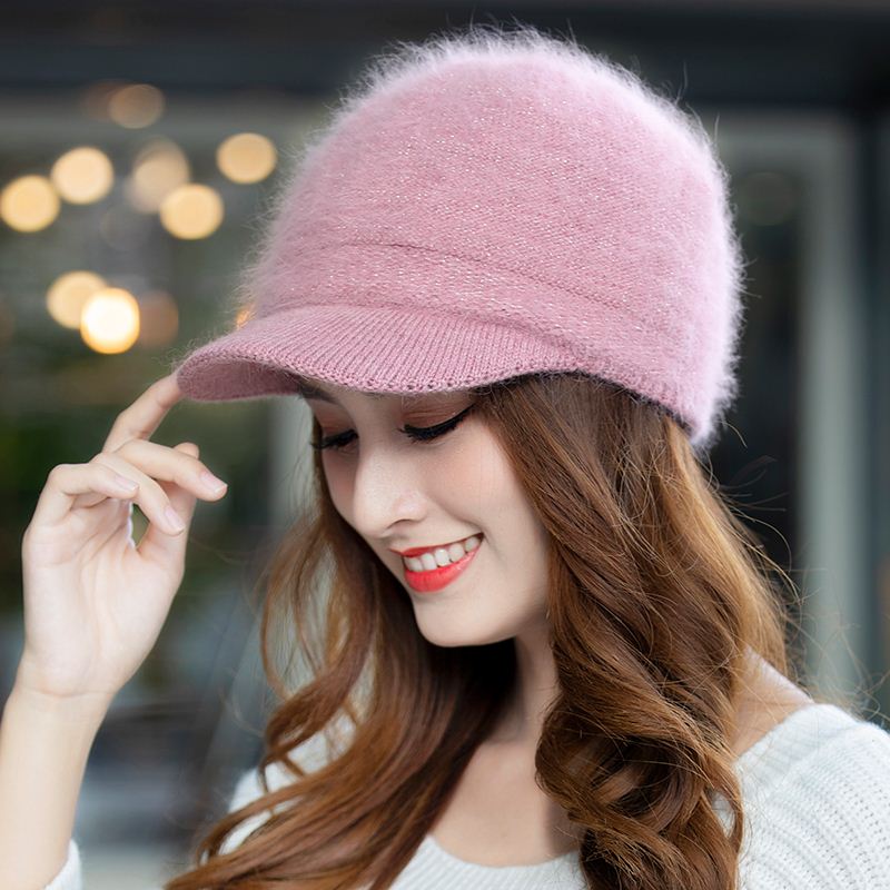 Hat female winter Han edition fashion winter hair knitting ducktongue hat warm hair cap middle aged