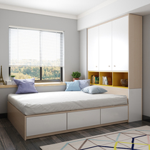 Tatami bed cabinet Integrated Plate bed Cabinet combination stepping rice childrens room with wardrobe small apartment bookcase bed