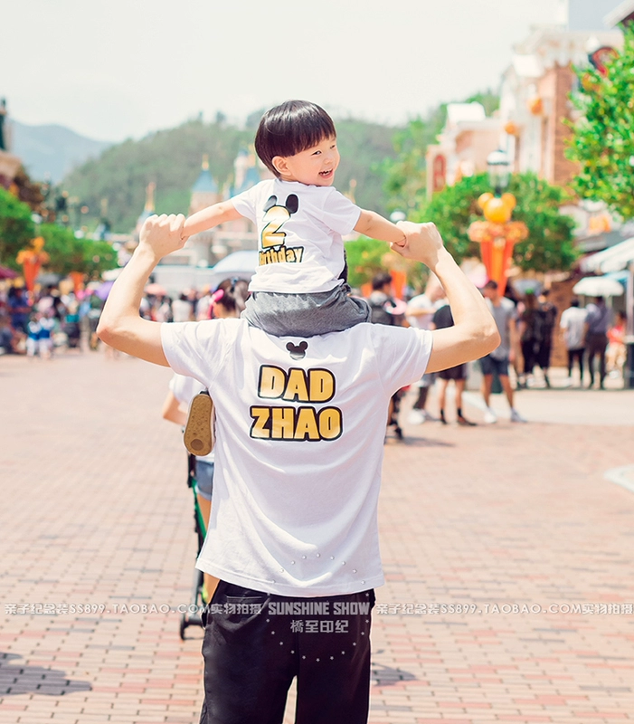 Áo phông trẻ em tùy chỉnh vàng cha-con tùy chỉnh ảnh tùy chỉnh cha mẹ-con mặc một gia đình ba kỷ niệm sinh nhật gia đình