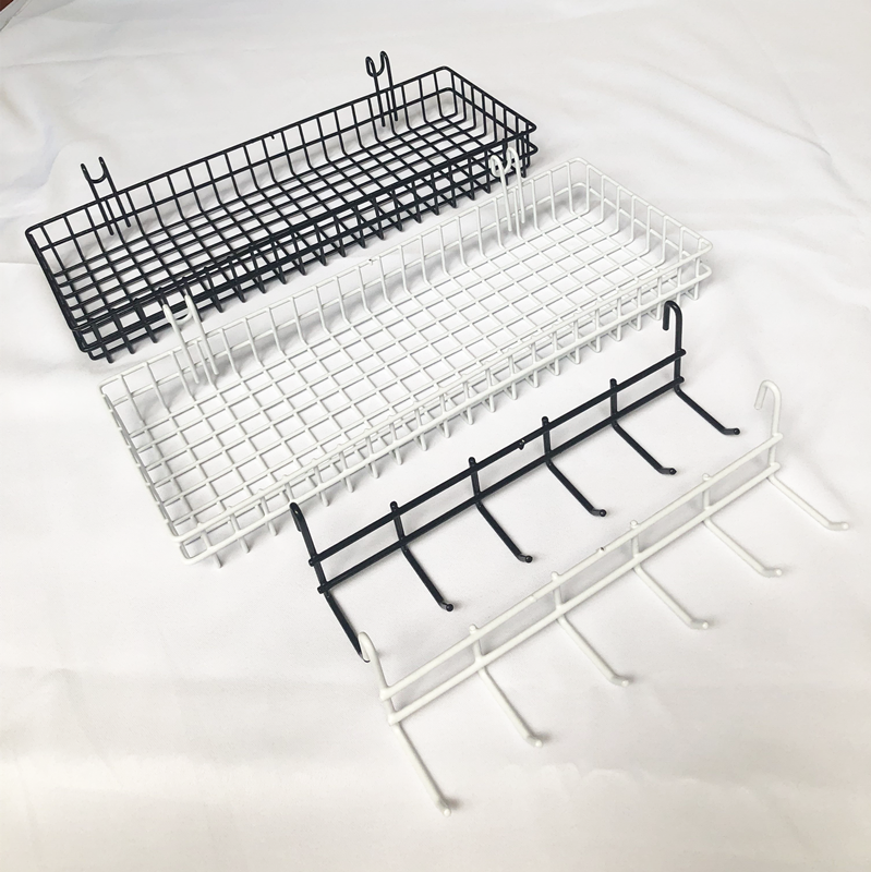 Supermarket Home Dressing Room Hanger Hanging Basket Shelving Mesh Sheet Mesh Iron Wire Dip Plastic Shelving Blister Wall