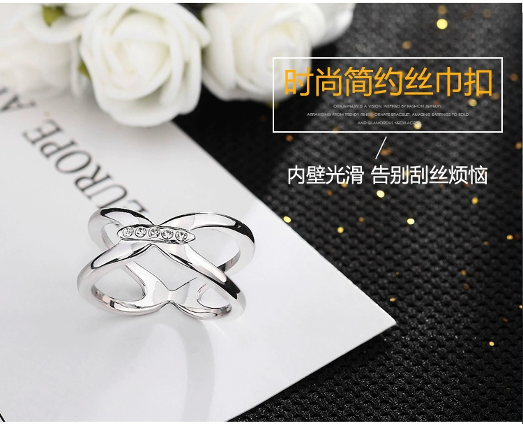 Hàn Quốc đơn giản rhinestone khăn quàng cổ nữ thời trang trâm cài khăn hoang dã khóa thẳng khăn quàng vuông khóa khăn choàng phụ kiện - Trâm cài