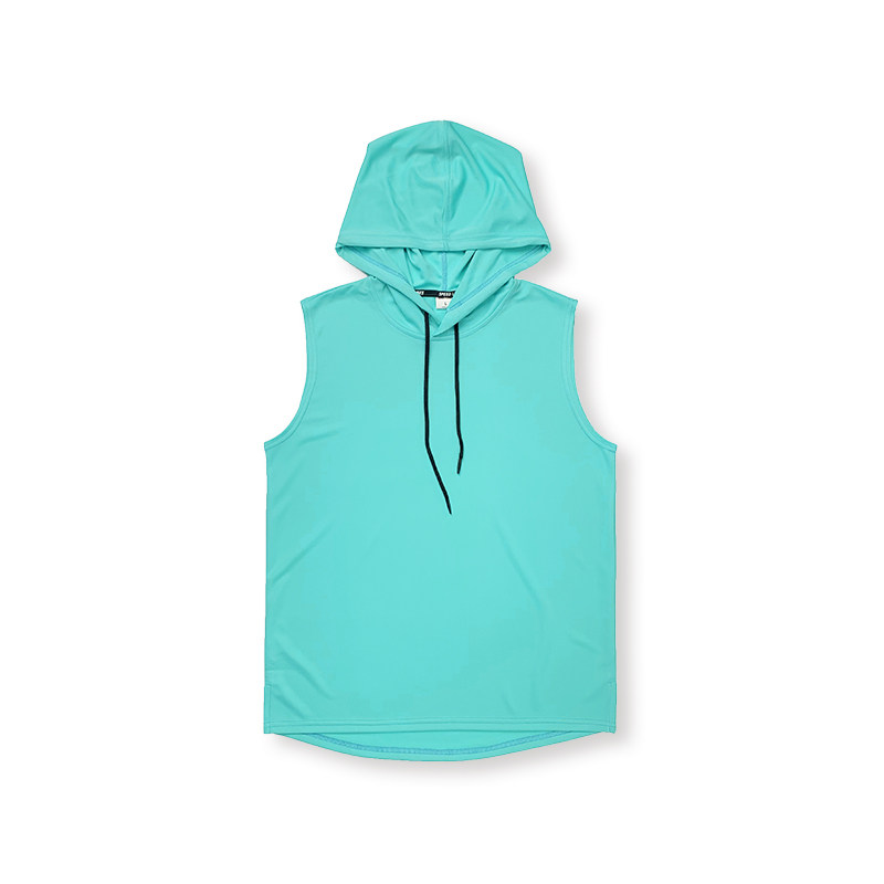Hood sports vest sleeveless hat T-shirt speed dry and easy absorption ultra-light breathable pure color fitness running training t