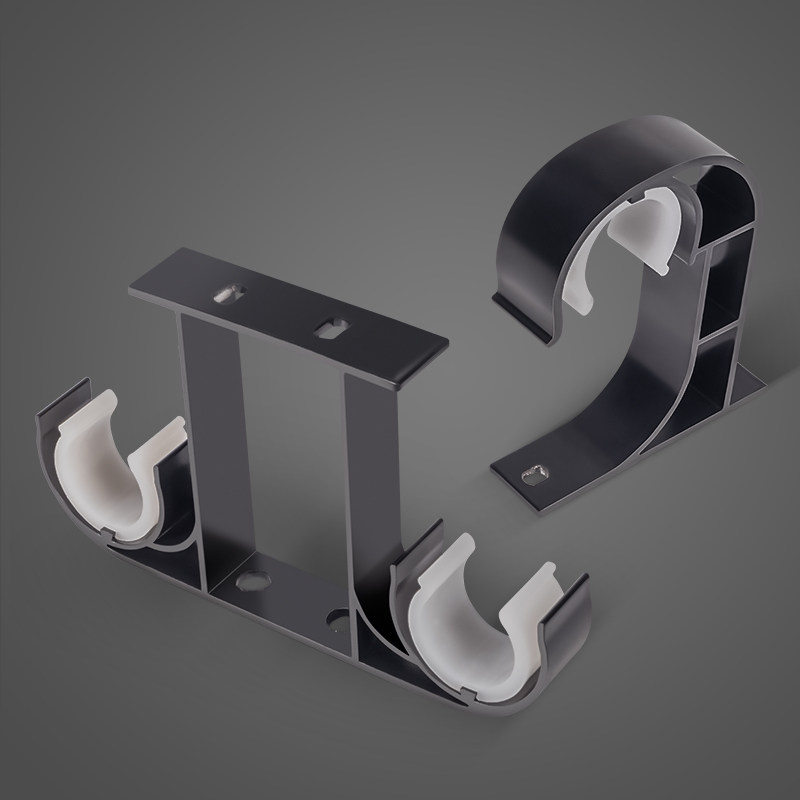 Euroxuan black window curtain rod bracket Roman stem accessories Double-lever single lever suitable diameter 28mm fixed seat nursery