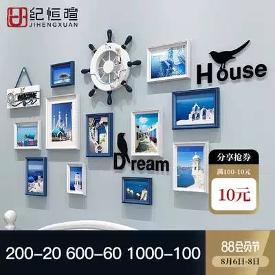 Mediterranean photo wall decoration photo frame wall hanging creative boy children's room baby bedroom photo frame combination album