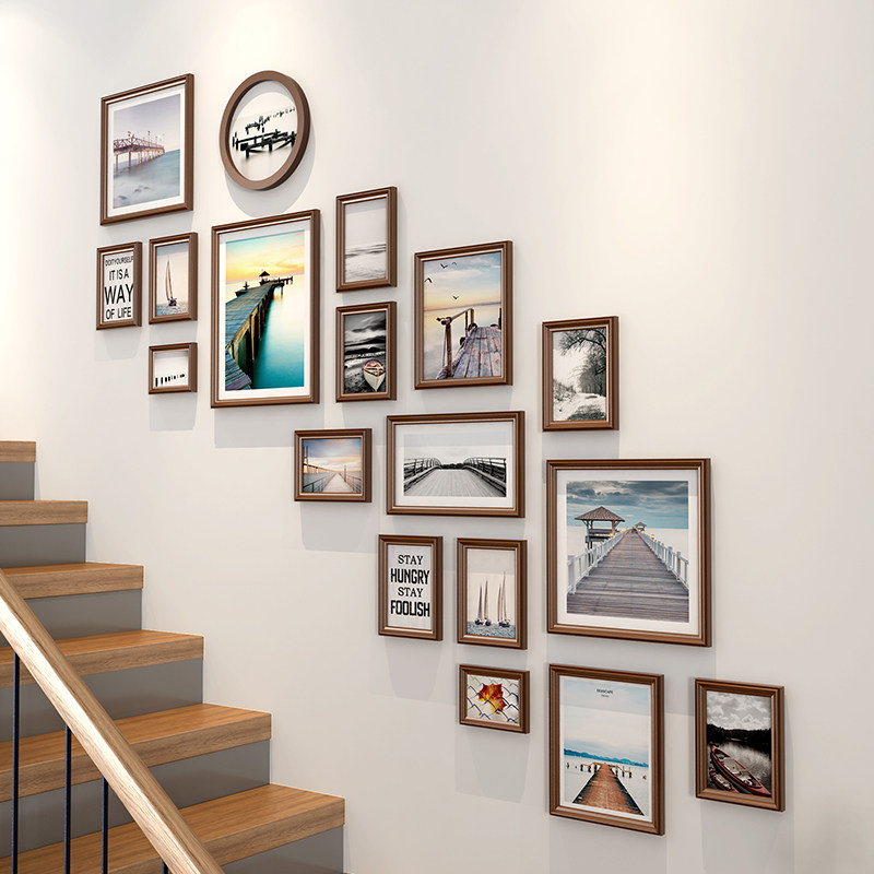 Staircase Photo Wall Free From Punching Light Lavish Wall Decoration Photo Frame Wall Hanging Wall Combo Creative Eurostyle Company Photo Wall