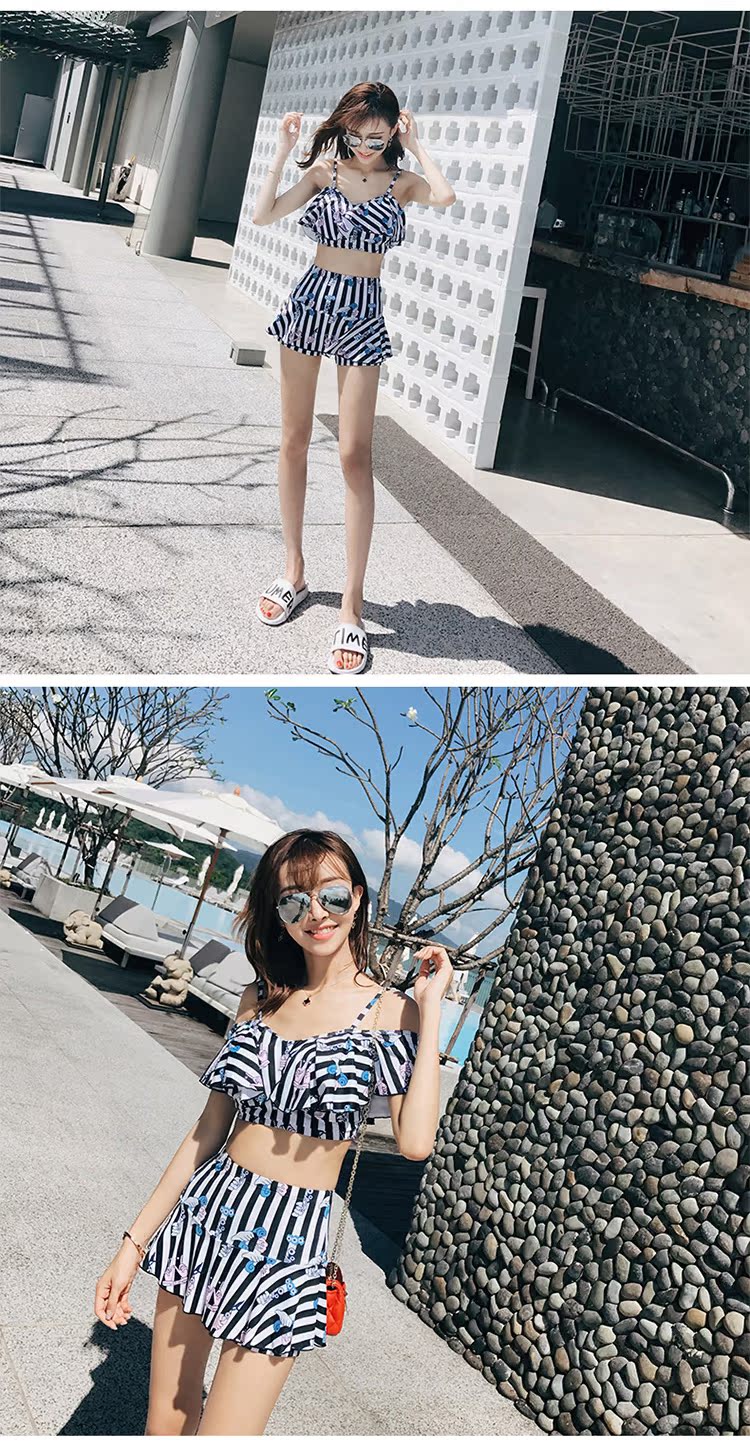 Áo tắm nữ sinh bảo thủ Nhỏ ngực nhỏ hai mảnh nhỏ tụ tập nước hoa Hàn Quốc suối nước nóng gợi cảm bơi lội - Bộ đồ bơi hai mảnh đồ bơi 2 mảnh đẹp