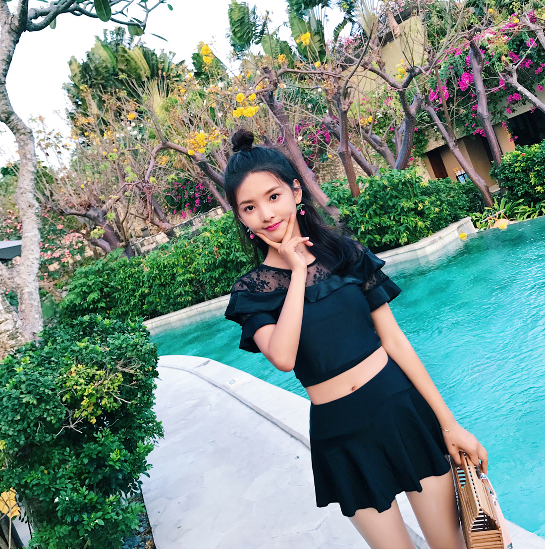 Áo tắm nữ giảm béo bụng gợi cảm của sinh viên Hàn Quốc bảo thủ chia ba mảnh quần áo nước suối nóng - Bộ đồ bơi hai mảnh 	bikini 2 mảnh màu đỏ	