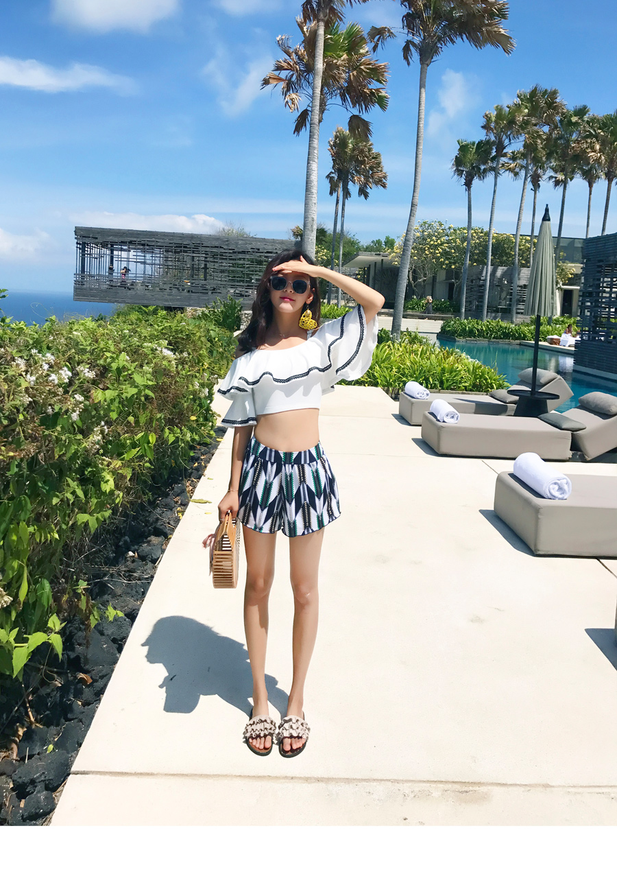 Áo tắm nữ hai mảnh 2018 mới chia bảo thủ Hàn Quốc che bụng nhỏ mùa xuân mới giảm béo bộ đồ bơi áo tắm 2 mảnh cạp cao	