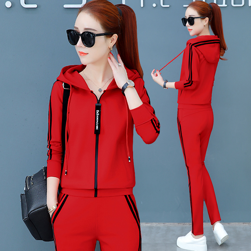 Casual Sportswear Suit Women 2022 Chunqiu Ji's new big code Conspicuble Fashion clothing Two sets of foreign air relaxation-Taobao