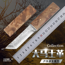 Outdoor small knife Field begging for a small knife Knife Straight Knife Camping Open Blade Knife DAMASCUS Patterned Steel Knife